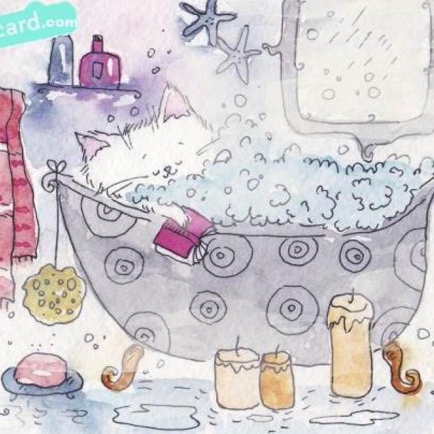 Ansichtkaart Kit in bad zonder Kat. 