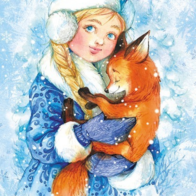 Ansichtkaart Winter Vosje. 