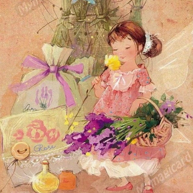 Ansichtkaart Lavendel Elfje. 